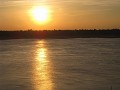 zonsondergang op de Mekong vanuit het hotel