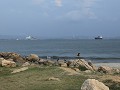 Cartagena, uitzicht van kampeerplek aan het strand
