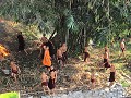 Outside it is funny seeing these novice monks clea
