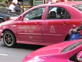 Zelfs de Taxi's waren roos