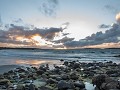 De zonsondergang op het strand van Renvyle Beach C
