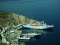 Die Ankunft auf der Insel Santorini. Im Bild unser
