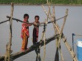 Sundarban boottocht, op loopbruggetje naar de boot