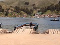 vlot op Titicaca meer, van San Pedro de Tiquina na