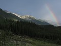 Alaska Hwy, dubbele regenboog aan slaapplaats Mine