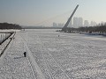 Harbin, de bevroren rivier aan Sun Island park