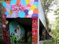 Bogotá, Monserrate, kleurrijke tunnel langs trappe