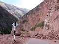 steenlawines versperren de weg naar Ollantaytambo 