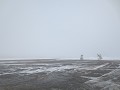Ijs en sneeuw op het vliegveld in Nykoping