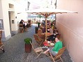 Trines having lunch in a little sidestreet in Ljub