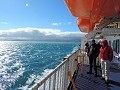 Ferry richting het Zuidereiland - Veel wind