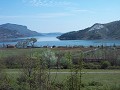 The view on the lake near the rock for climbing.