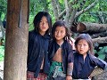 Trio kinderen van blauwe Hmong