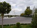 De verlaten wegen in het centrum van Ashgabat