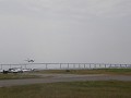 commercial airliner landing on Santos Dumont, with
