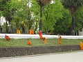 Monniken maaien het gras in Luang Prabang