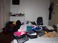 onze bagage die in de rugzakken moet, elke keer we