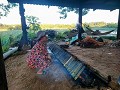 Proces bereiding opgevulde bamboestok 