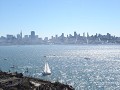 Uitzicht op de stad SF vanop Alcatraz, let ook op 