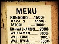 Ook al waren we in Afrika, dit menu leek ons Chine