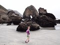 Wharariki Beach full of rocks and sea caves